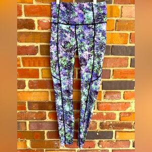 Lululemon Fast & Free 7/8 Tight Vivid Vision Multi Black sz 4